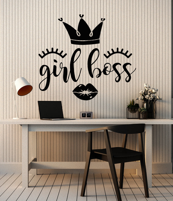 Vinyl Wall Decal Girl Boss Inspiring Quote Teen Girl Room Stickers Mural (g5282)