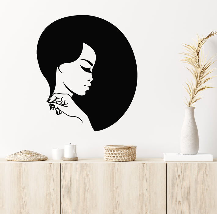 Vinyl Wall Decal Sexy Woman Face Eyelashes Hair Beauty Salon Stickers Mural (g5334)