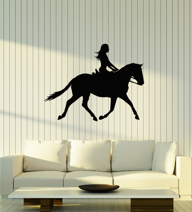 Vinyl Wall Decal Horse Girl Rider Pet Animal Stable Riding Stickers Mural (g3404)