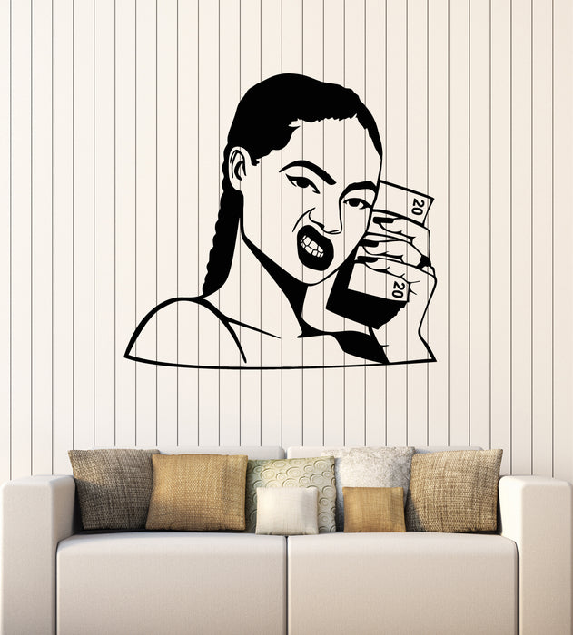 Vinyl Wall Decal Girl Face Head Money Bedroom Stickers Mural (g3120)