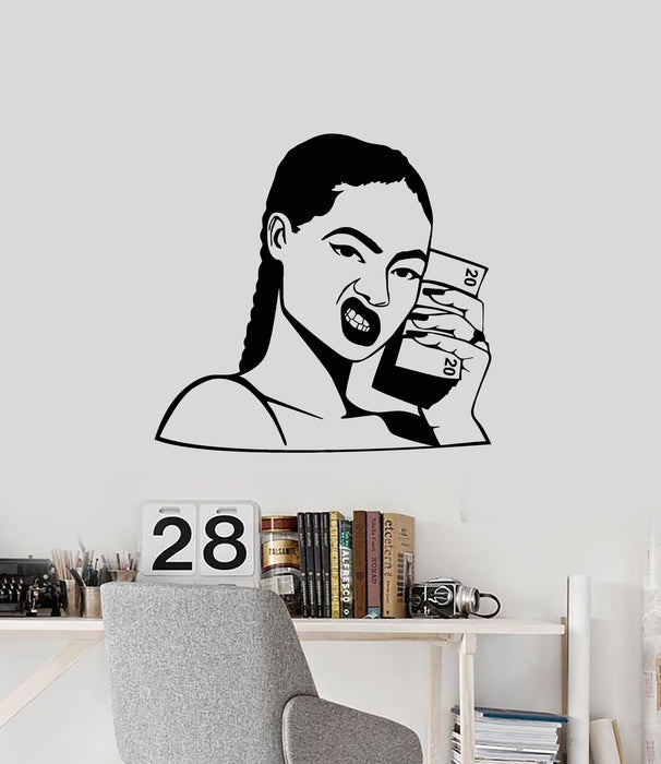 Vinyl Wall Decal Girl Face Head Money Bedroom Stickers Mural (g3120)