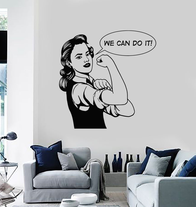 Vinyl Wall Decal Girl Power Woman Strength Phrase We Can Do It Stickers Mural (g4089)