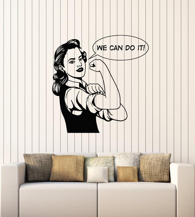 Vinyl Wall Decal Girl Power Woman Strength Phrase We Can Do It Stickers Mural (g4089)