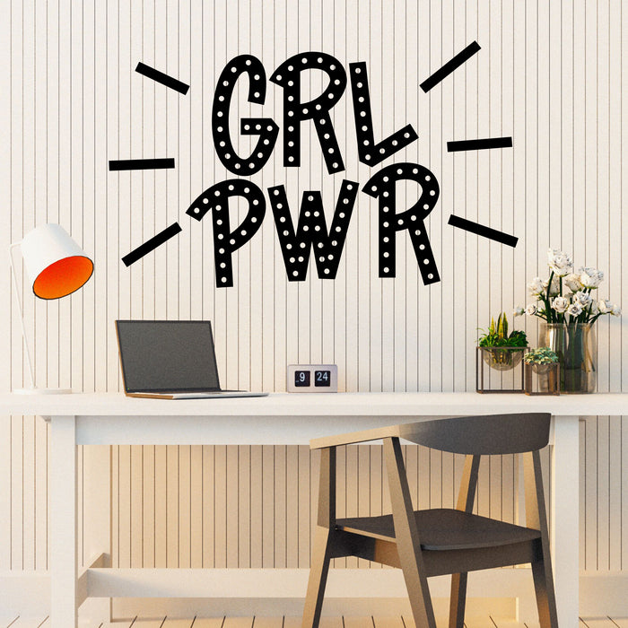 Girl Power Vinyl Wall Decal Lettering Abbreviation Girls Room Stickers Mural (k160)
