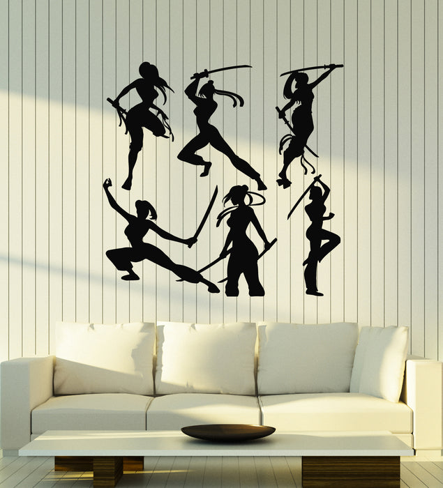 Vinyl Wall Decal Warrior Girls With Sport Gym Interior Stickers Mural (g5703)