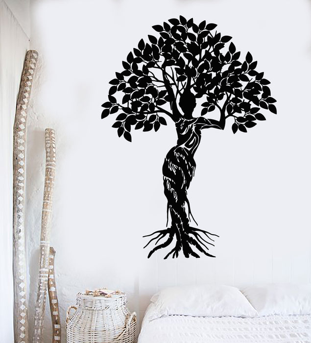 Vinyl Wall Decal Girl Figure Silhouette Tree Branch Nature Stickers Mural (g5115)