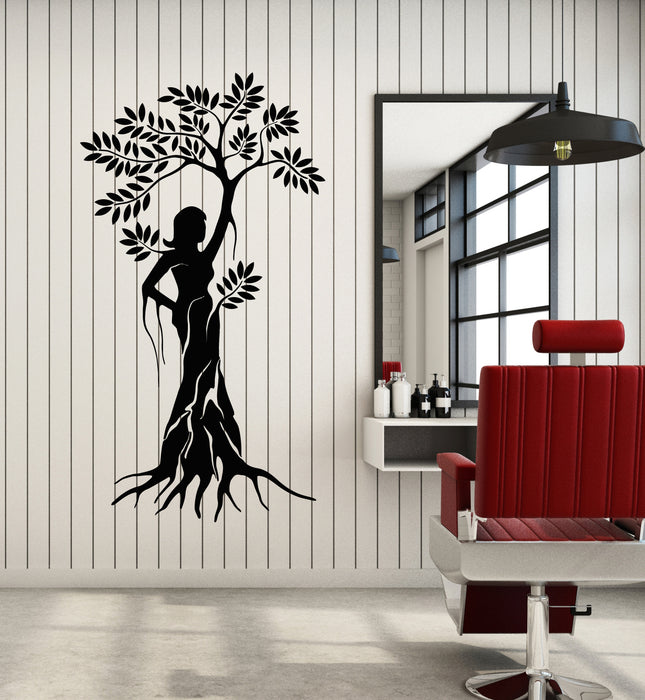 Vinyl Wall Decal Abstract Beautiful Women Tree Branches Leaves  Stickers Mural (g4381)