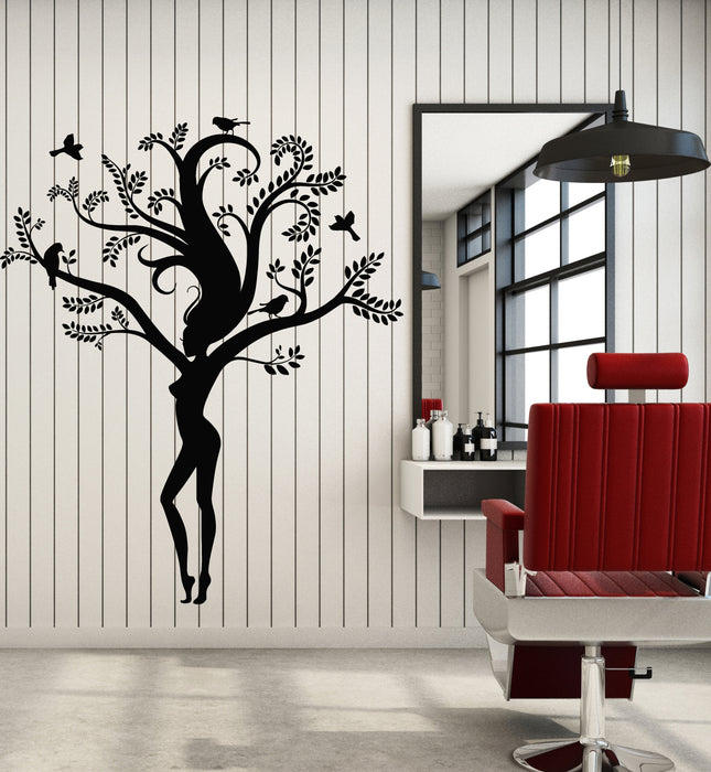 Vinyl Wall Decal Sexy Girl Tree Branch Leaves Nature Interior Stickers Mural (g5526)