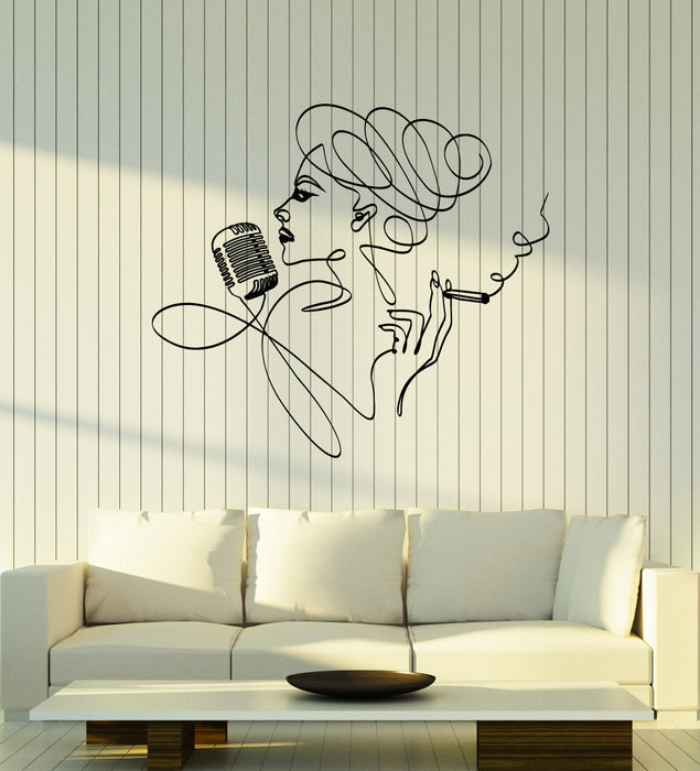 Vinyl Wall Decal Girl Karaoke Musical Decor Singer Woman Stickers Mural (g5950)