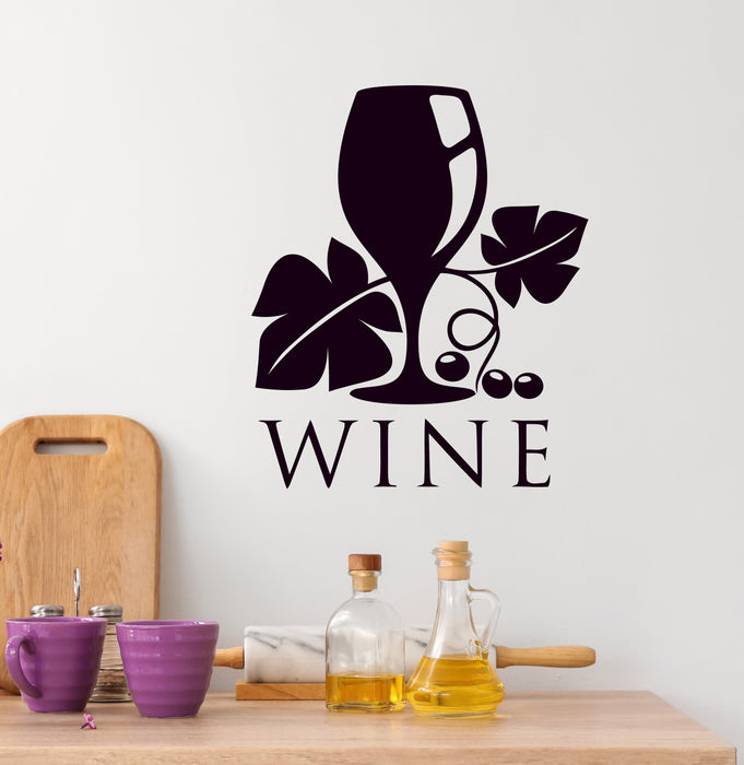 Glass of Wine Vinyl Wall Decal Decor for Restaurant Wine Bar Shop Kitchen Wall Sticker Mural (k005)