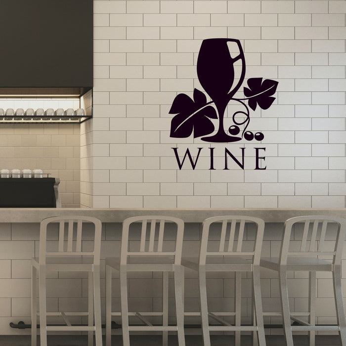 Glass of Wine Vinyl Wall Decal Decor for Restaurant Wine Bar Shop Kitchen Wall Sticker Mural (k005)