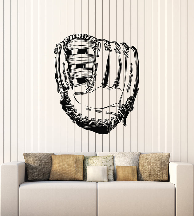Vinyl Wall Decal Sketch Baseball Glove Hand Drawn Sports Fan Stickers Mural (g7077)
