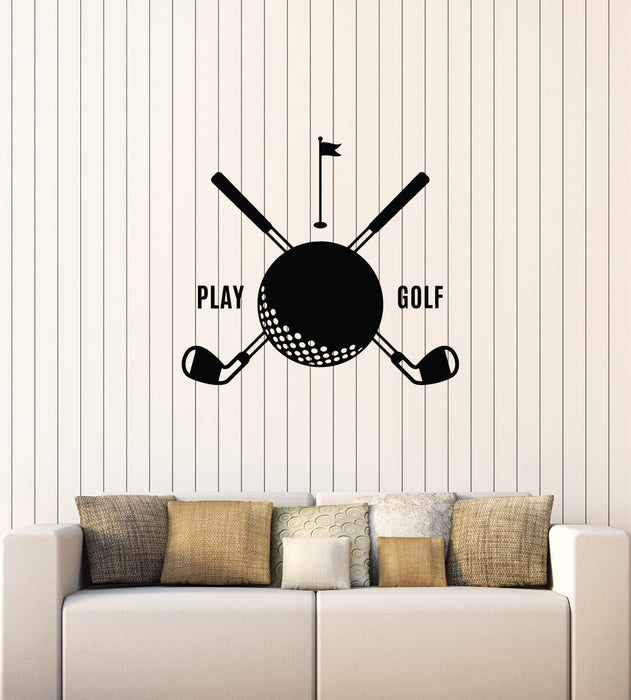 Vinyl Wall Decal Play Golf Club Ball Sign Symbol Sport Game Stickers Mural (g4046)