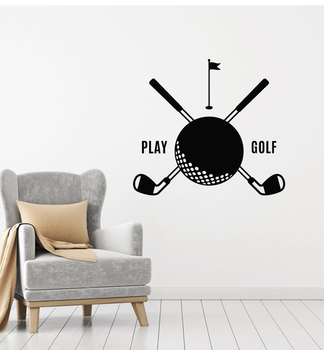 Vinyl Wall Decal Play Golf Club Ball Sign Symbol Sport Game Stickers Mural (g4046)
