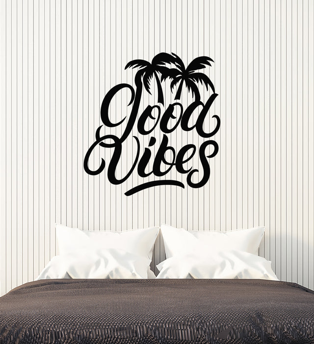 Vinyl Wall Decal Inspiring Phrase Good Vibes Positive Home Decor Stickers Mural (g1479)