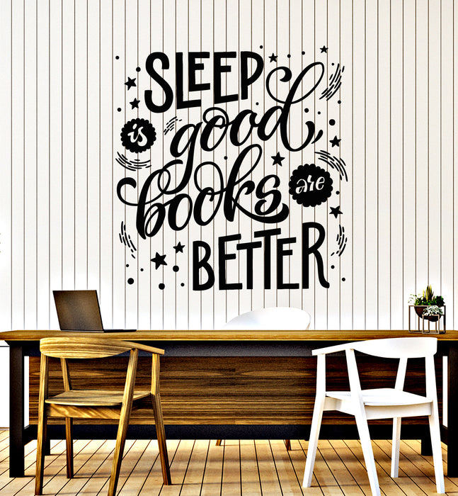 Vinyl Wall Decal Bedroom Quote Sleep Good Book Better Stickers Mural (g8022)