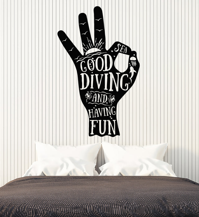 Vinyl Wall Decal Quote Good Diving Having Fun Sea Beach Decor Stickers Mural (g6683)