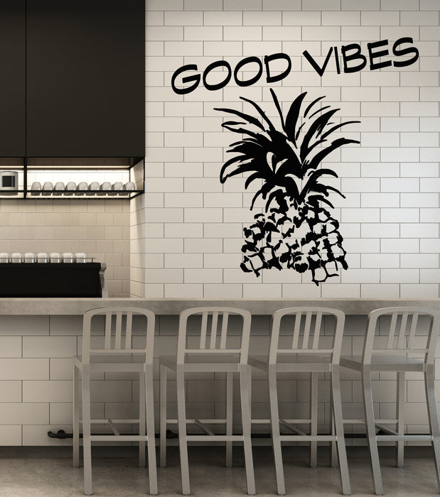 Vinyl Wall Decal Inspirational Quote Good Vibes Pineapple Stickers Mural (g5254)