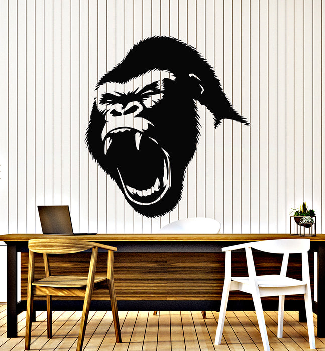 Vinyl Wall Decal Animal Gorilla Head Primate Monkey Predator Stickers Mural (g1252)