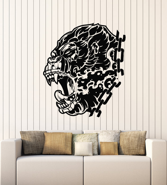Vinyl Wall Decal Primate Gorilla Head Evil Monkey Collar Stickers Mural (g2584)