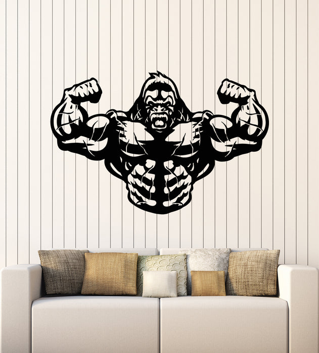 Vinyl Wall Decal Angry Gorilla Muscles Animal Fitness Gym Stickers Mural (g5918)