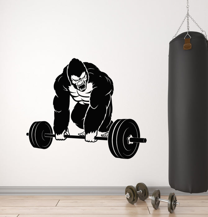 Vinyl Wall Decal Training Iron Sport Gorilla Gym Barbell Decor Stickers Mural (g6983)