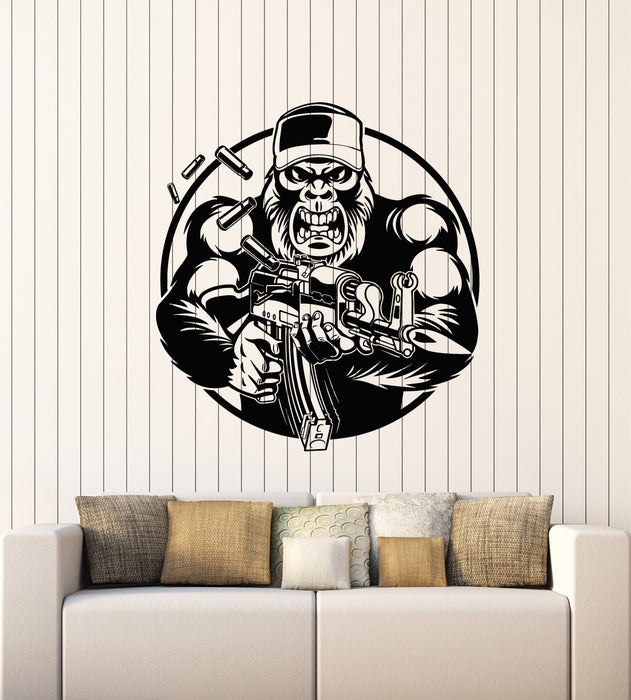 Vinyl Wall Decal Predator Gorilla Military Animal Warrior Weapon Stickers Mural (g4860)
