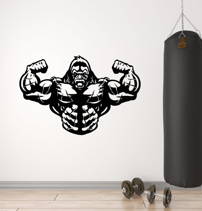 Vinyl Wall Decal Angry Gorilla Muscles Animal Fitness Gym Stickers Mural (g5918)