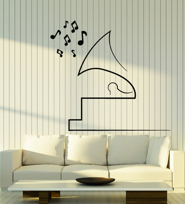 Vinyl Wall Decal Abstract Vintage Gramophone Music Musical Notes Stickers Mural (g3051)
