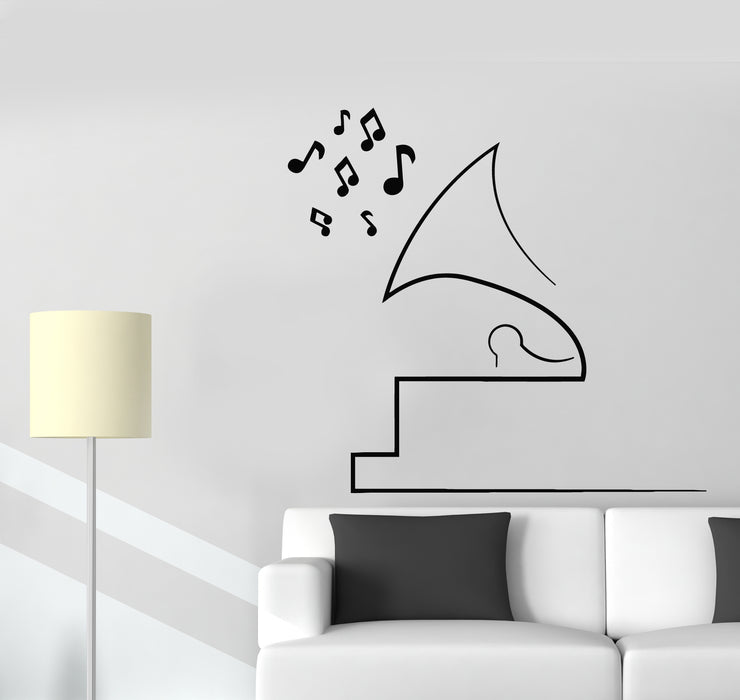 Vinyl Wall Decal Abstract Vintage Gramophone Music Musical Notes Stickers Mural (g3051)