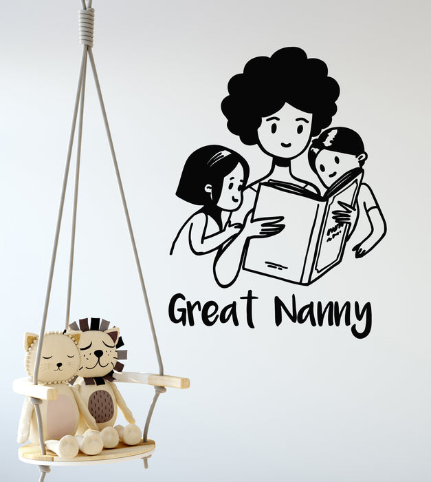 Vinyl Wall Decal Great Nanny Books Reading Children Room Stickers Mural (g6687)