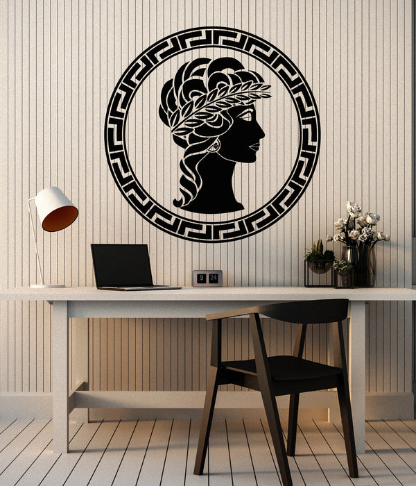 Vinyl Wall Decal Profile Of Ancient Woman Greek Goddess Stickers Mural (g6458)