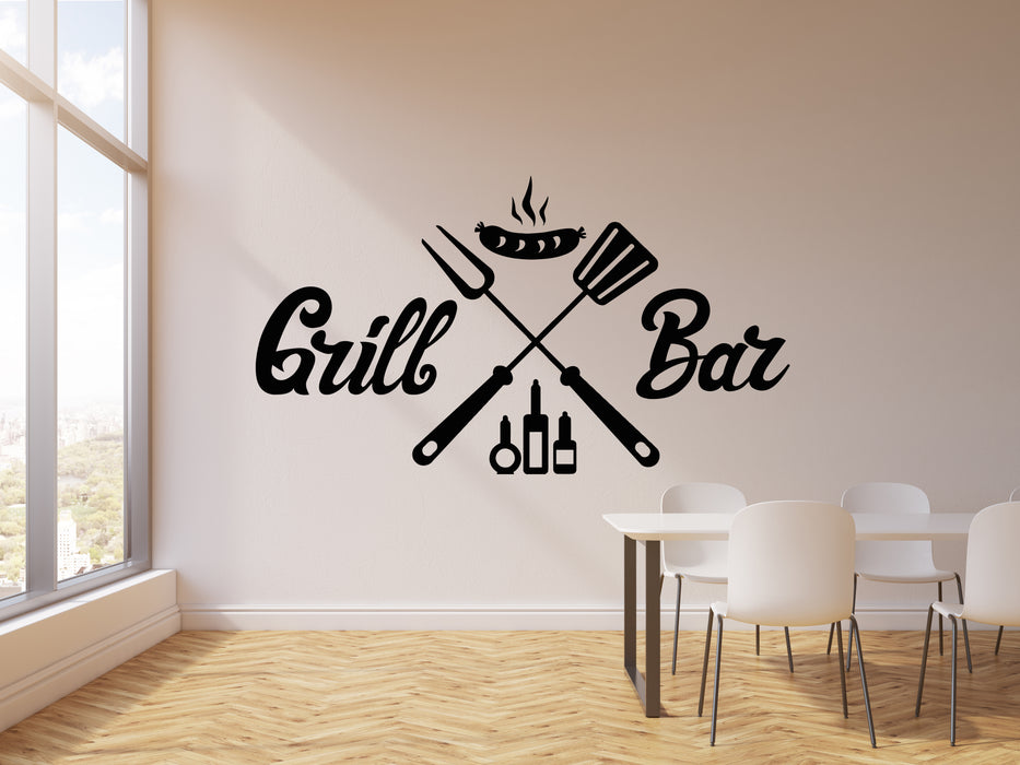 Vinyl Wall Decal Grill Bar BBQ Barbecue Sausage Decor Interior Art Stickers Mural (g920)