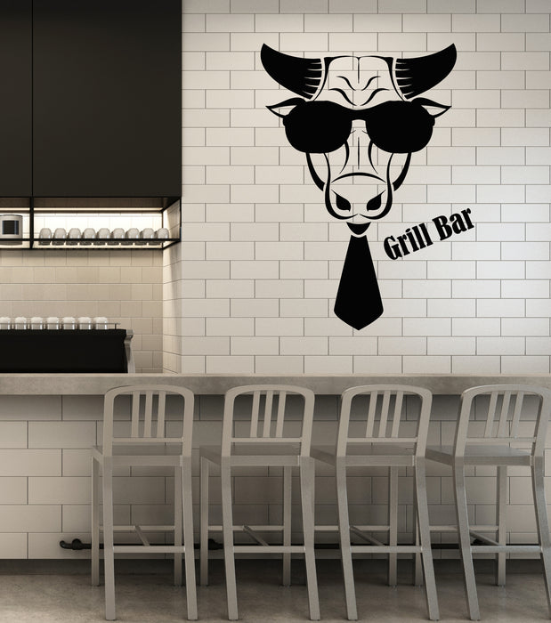 Vinyl Wall Decal Grill Bar Barbecue Cooking BBQ Food Meat Bull Head Stickers Mural (g3316)