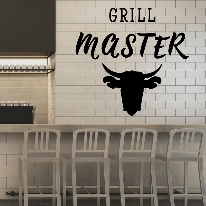 Grill Master Vinyl Wall Decal Steak House Barbecue Meet Cooking Stickers Mural (k044)