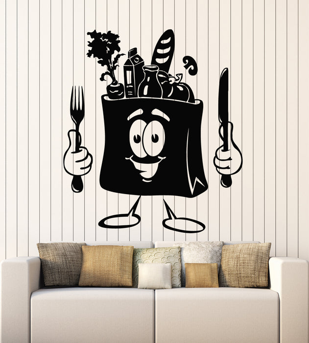 Autocollant mural en vinyle avec image de dessin animé d'épicerie, décoration de cuisine, autocollants muraux (g7025)