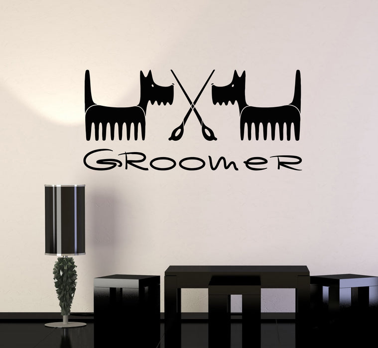 Vinyl Wall Decal Groomer Grooming Salon Pet Dog Beauty Stickers Mural Unique Gift (ig5227)