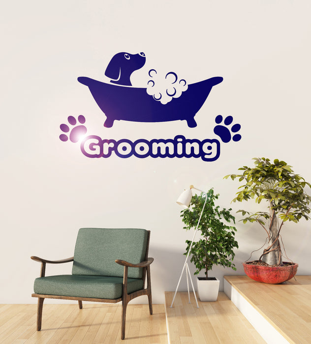 Vinyl Wall Decal Pets Grooming Dog Puppy Bath Stickers Unique Gift (1746ig)