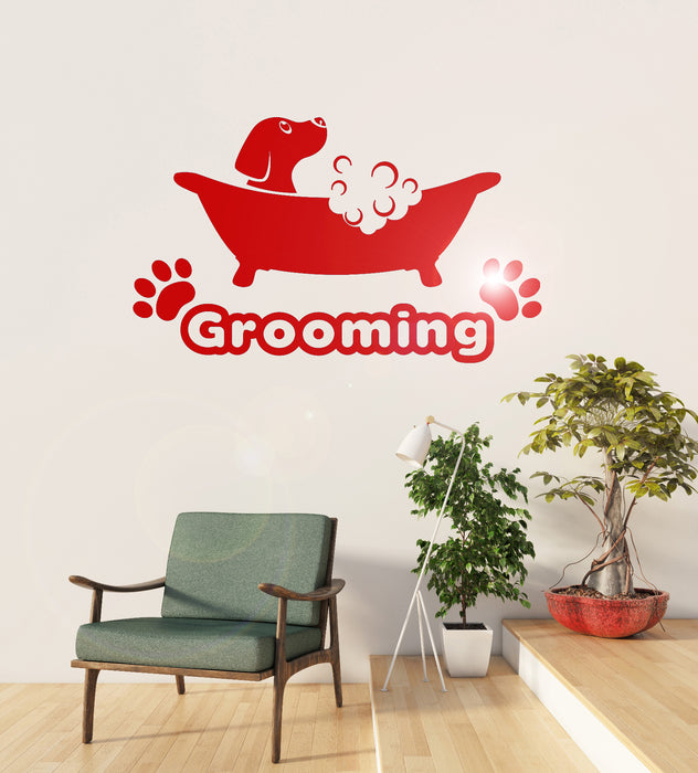 Vinyl Wall Decal Pets Grooming Dog Puppy Bath Stickers Unique Gift (1746ig)