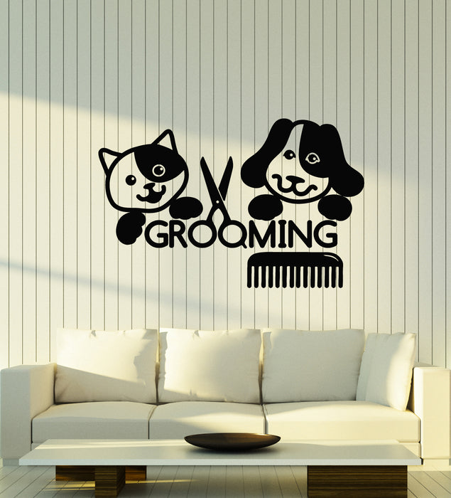 Vinyl Wall Decal Grooming Salon Groomer Beauty Cat Dog Pets Animal Stickers Mural (g1463)