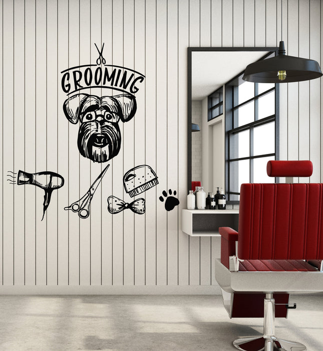 Vinyl Wall Decal Grooming Hygiene Animals Beauty Dog Pet Head Stickers Mural (g7312)