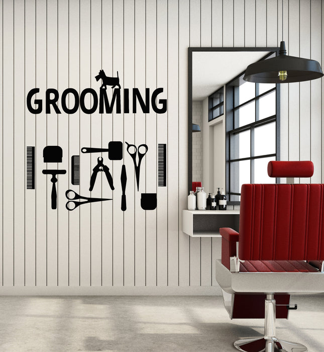 Vinyl Wall Decal Dog Pet House Animals Grooming Tools Stickers Mural (g4370)