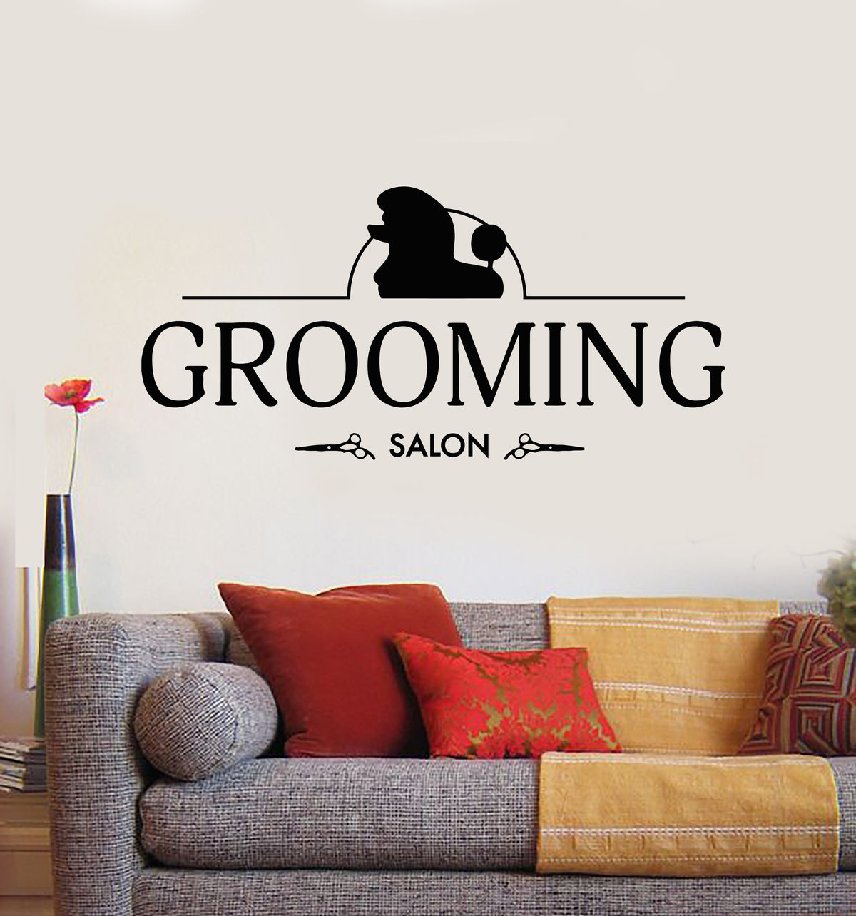 Grooming Sticker Vinyl Wall Decal Grooming Salon Pet Home Animals Care Stickers Mural ...