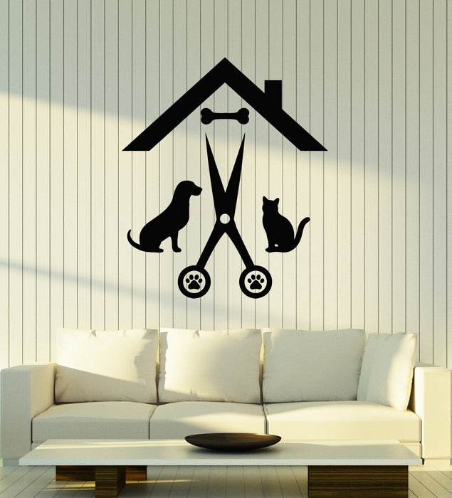 Vinyl Wall Decal Abstract Animals Pets Cat Dog Grooming Beauty Room Stickers Mural (g6550)