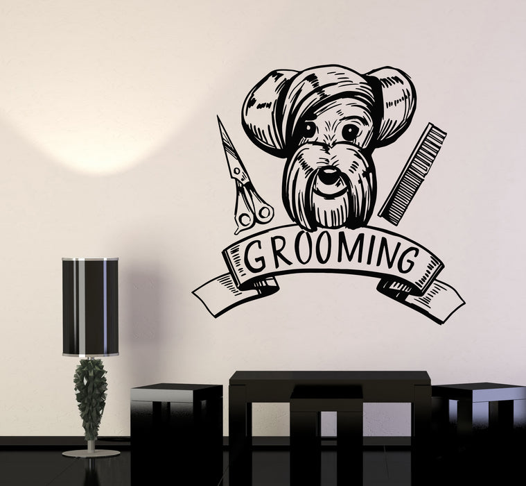 Vinyl Wall Decal Abstract Dog Grooming Beauty Room Tools Stickers Mural (g6708)