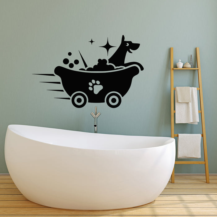 Vinyl Wall Decal Pet Grooming Home Animals Care Bath Funny Dog Stickers Mural (g7945)