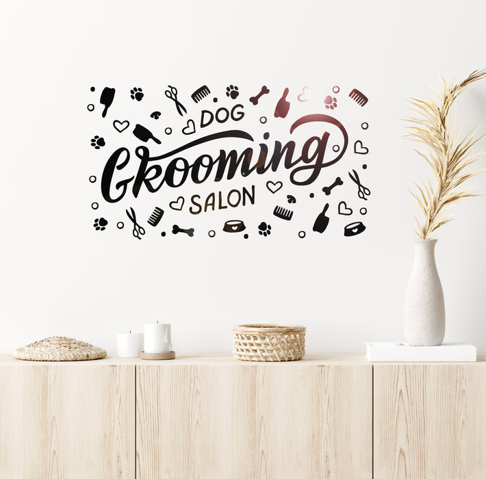 Vinyl Wall Decal Grooming Salon Hygiene Animals Dog Pets Stickers Mural (g2484)
