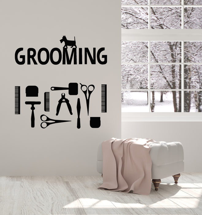 Vinyl Wall Decal Dog Pet House Animals Grooming Tools Stickers Mural (g4370)