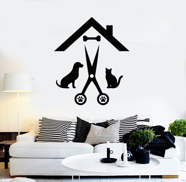 Vinyl Wall Decal Abstract Animals Pets Cat Dog Grooming Beauty Room Stickers Mural (g6550)