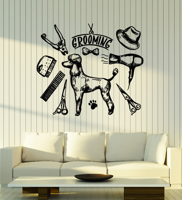 Vinyl Wall Decal Dog Animal Pets Grooming Beauty Room Tools Stickers Mural (g6907)